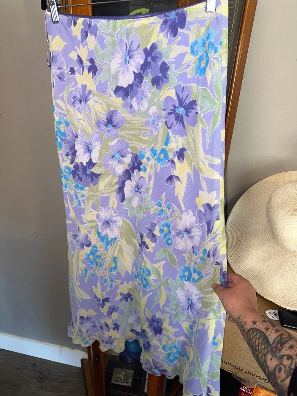 Lilac Floral Maxi Skirt - Women's Flowing Summer Skirt